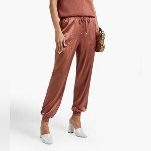 Cami NYC Zoe Stretch Silk Satin Jogger Pants Acorn Mauve Size Small NWT